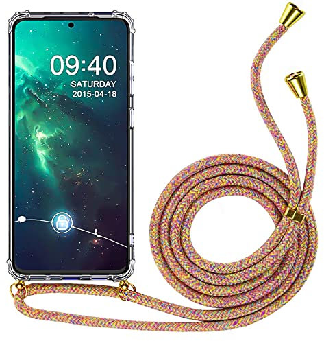 CoolGadget Hülle mit Band Kordel in Rainbow Für Samsung Galaxy S10 Lite Handykette Case [Kantenschutz] in Transparent Für Samsung S10 Lite