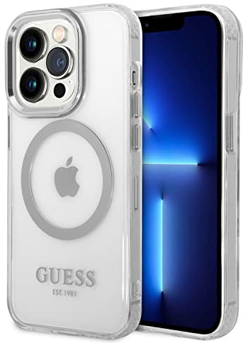 Guess GUHMP14XHTRMS Hülle für iPhone 14 Pro Max 6,7 Silber/Silver Hard case Metal Outline