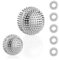 2 igelball massage + 5 akupressur ring finger - akupressur ball metal klein 32mm 47mm - skills ring akkupressurringe for finger - skills borderline igelbälle Massageringe set für Stress Relief silber