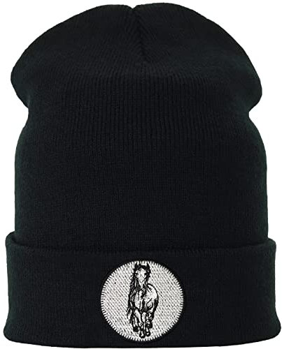 EXPRESS-STICKEREI Lustige Strickmütze - Warme Wintermütze mit Motiv White Horse - Strickmütze - Strickmütze - Beanie für Damen und Herren - Unisex Wollmütze - Tiermotiv Haube mit Spruch
