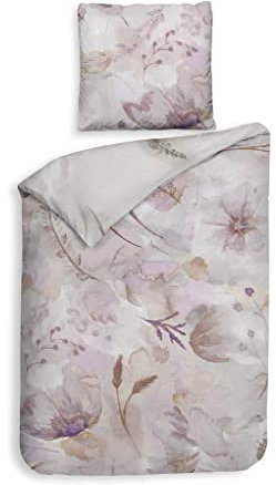 Heckett & Lane Mako-Satin Bettwäsche 135x200 Kos Natural Gräser Aquarell