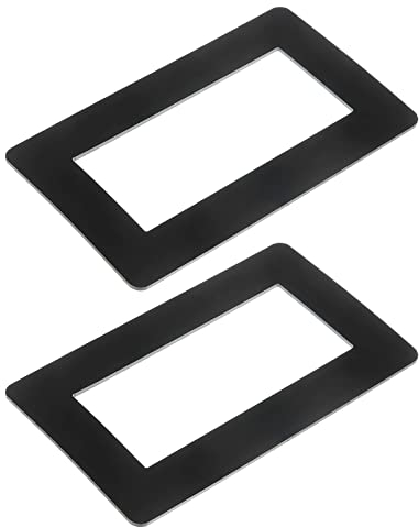 sourcing map Switch Surround Plate Wall Panel Decoration Dual Gang Aluminum Plastic Black 216mm x 130mm for Home Office Pack of 2