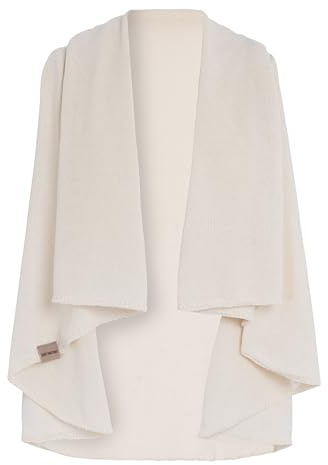 KNIT FACTORY - Senna Gestrickte Weste - Strick Stola - Schultertuch - Damen Strickgilet aus 50% Recycelte Baumwolle - Elegante Sommerweste - Beige - One Size