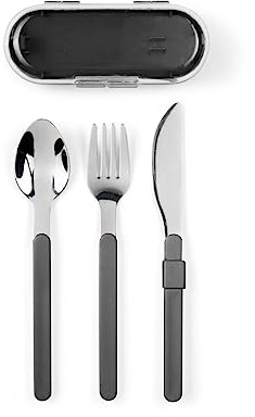 Livoo - Besteckset MEN407G – Gabel, Messer, Löffel, Edelstahl, zerlegbar, kompakt, Transportbox