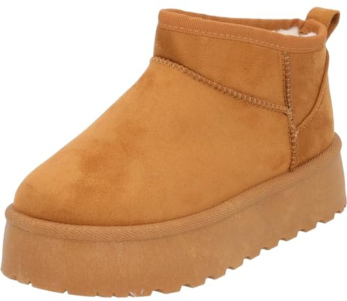 Palado Boots Damen Zembra - modische Stiefel - warm gefütterte Ankle-Boots - elegante Stiefeletten Braun UK4,5 - EU37