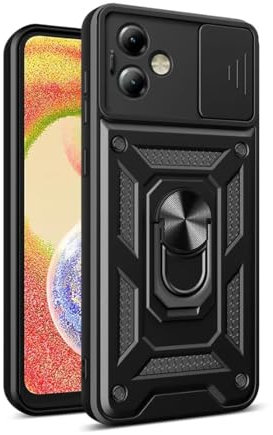 COMAKU Ultra Panzerhülle für Motorola Moto G54 5G, TPU+PC Stoßfeste Hülle mit Slide Camera Cover Kameraschutz mit Ring Ständer Handyhülle - Schwarz