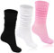 Moon Wood 3 Paia Calze Lunghe Donna in cotone, calze parigine donna,Calzini Alti Scrunch con Effetto Stropicciato, Calzini Slouchy,Nero/Bianco/Rosa