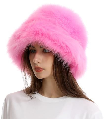 Flauschige Bucket Hat Damen Fischermütze Winter Kunstfellmütze Fischerhüte Bucket Hat Plüsch Kunstpelz Flauschige Fischerhut Freizeithut Damenmütze Anglerhut Warme Damenmütze Elegant Thermomütze