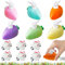 Leonshco 12 Stück Aufziehbare Hasen mit Karotte Im Set, Spaß Aufziehspielzeug, Kleine Ostergeschenke Kinder, Osterhase Mitbringsel Kinder, Ostern Geschenk Zurückziehbares Auto für Jungen und Mädchen