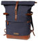 DRAKENSBERG Rolltop Rucksack 'Wyatt' aus Canvas und Leder mit Laptopfach - Vintage-Utility-Design für Damen, Herren, 20-30L - Marine-Blau, DR00286