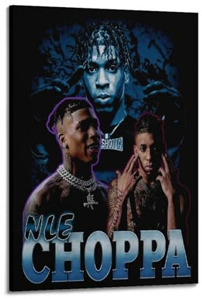 Nle Choppa-Poster, dekoratives Gemälde, Leinwand, Wandposter für Raumdekoration, ästhetische Sportlandschaft, Büro, Raumdekoration, Geschenk, 60 x 90 cm, Rahmenstil