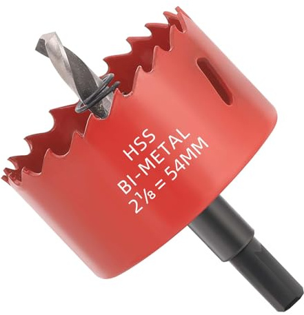 GARHWAL 2-1/8 inch Bi-Metal Hole Saw Drill Bit - Ideal for Circular Cuts in Wood, Plastic, and Sheet Metal - 1 Cutting Depth - Includes Arbor and Pilot Bit