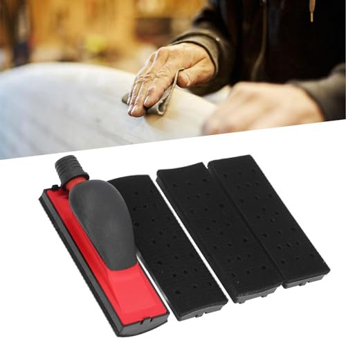 Kit Lijadora Manual Profesional con Bloque de Lijado, Entrada de Aire Ajustable y Extracción de Polvo | Ideal para Carpintería, Coches y Pulido de Paredes