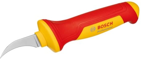 Bosch Professional VDE-Abmantelungsmesser (mit sichelförmiger Hakenklinge, Klinge aus S2-Stahl)
