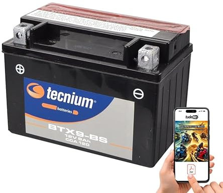 Batería De Motocicleta Sin Mantenimiento - Alta Capacidad Y Durabilidad Para Tu Moto - Ytx9-Bs / Btx9-Bs + Un Exclusivo Libro Pdf Sobre Motos Escrito Por El Tudetic Team TUDETIC-PDF-329805