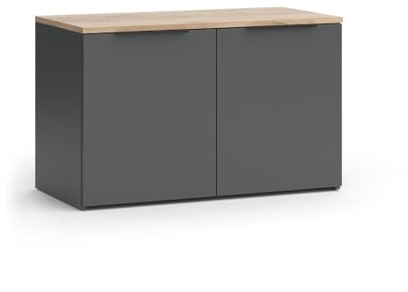 Vicco Kommode Wido, Regal mit Türen, Anthrazit/Sonoma, 80 x 50 cm mit 2 Türen