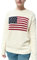 Damen-Pullover mit amerikanischer Flagge, langärmelig, Rundhalsausschnitt, lockere Passform, Strickpullover, Tops, USA, lässig, lockerer Pullover, 2# Weiß, Klein