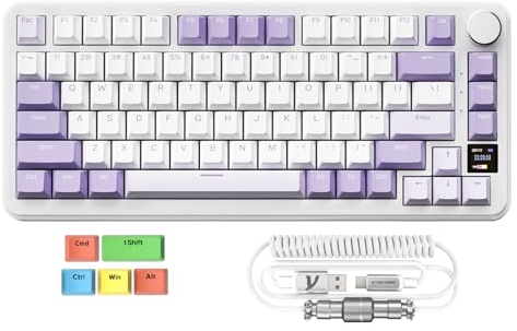 MAMBASNAKE x ATTACK SHARK X85PRO Gasket Mechanical Keyboard, 75% Wireless Gaming Keyboard with TFT Screen&CNC Knob, 2.4Ghz/BT5.1/USB-C, 5 Layer Padding, Hot-Swap Linear Switch, RGB, for PC,MAC,QMK