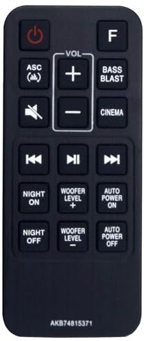 AKB74815371 Remote Control Replacement for LG SoundBar Speaker Home Theater SPJ4B-W SPH4B-W SPH4BW SPJ4BW SJ4 SJ3 SL3D SK4D