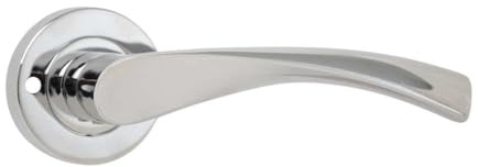 VIBE Twirl Push Button Privacy Lever on Rose Door Handle in Satin or Polished Chrome (Polished Chrome)