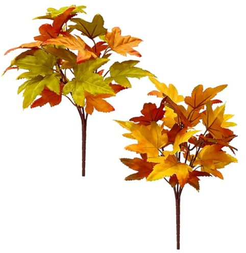 Zasdvn Ramas de hojas de arce artificiales, plantas artificiales decoración de Halloween, decoraciones de otoño para el hogar, plantas artificiales, decoración al aire libre, festival, decoración del