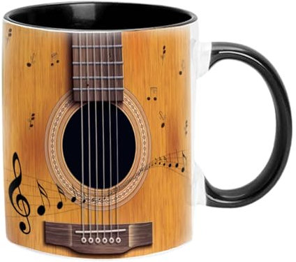 350Ml Tasse À Café Guitare - Tasse En Céramique Sur Le Thème De Musique | Guitares Piano Violon Motif Plat Tasse À Café Tasse À Thé | Tasses À Café Musicales Pour Cadeaux Amateurs De Musique