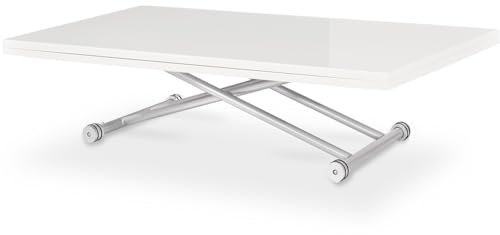 INTENSE DECO Table Basse relevable Philadelphia XL Blanc laqué