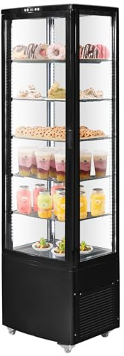 VEVOR Kühlvitrine Kühlschrankvitrine Gebäckvitrine Bäckereivitrine 278 L, 5-stufiger kommerzieller Kühlvitrinenschrank mit LED-Beleuchtung & TURBO-Kühlung & frostfreie Luftkühlung für Café