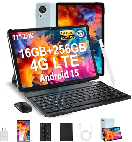 DOOGEE T30S Android 15 Tablet 11 Pollici, 2 in 1 Tablet con Tastiera e Mouse, 16GB RAM + 256GB ROM (TF 1TB), 2.4K, 8580mAh, 4G LTE + 5G WiFi, 13MP+8MP, Octa-Core, OTG/BT5.0/GPS/Widevine L1