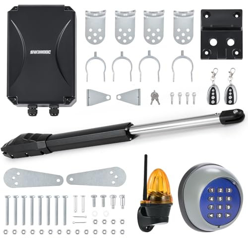 CO-Z Single Swing Gate Opener Kit, Electric Gate Opener for Doors up to 400 kg 6 m, Driveway Home Garden Gate Opening System for Swing Gates with Remote Controls & Warning Light & Wireless Keypad
