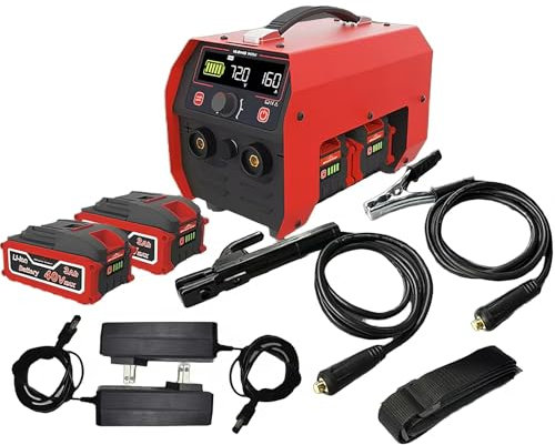 HYQNG Machine à souder Portable alimentée par Batterie, Machine à souder sans Fil MMA MIG 160A avec 2 Batteries de 3,0 Ah, Machine à souder à bâton inverseur à démarrage à Chaud avec écran LCD