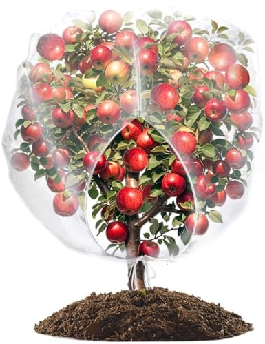 WOHOHOHO 6.6 x 6.6ft Large Fruits Tree Netting, Insect Bird Barrier Tree Net with Drawstring and Zipper, Plant Cover Fruit Tree Protection to Prevent Tomato Blueberry Vegetables from Squirrels Birds