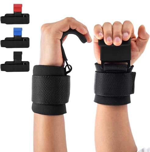 Trintion Gewichtheberhaken, Gummibeschichtete Zughilfen für Krafttraining, Anti-Rutsch Griffhaken für Männer und Frauen, Ideal für Gewichtheben, Hantelrudern, Kreuzheben, Gymnastikbänder (Schwarz)