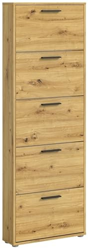 möbelando Schuhkipper >See< in Artisan Eiche Optik - Praktisches Schuhregal Schuhschrank zur platzsparenden Aufbewahrung von Schuhen - Schuhkommode 59 x 169 x 17 cm (B/H/T)