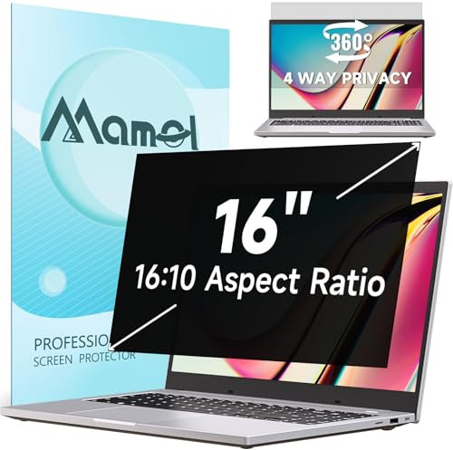 Mamol 360°Sichtschutz für 16 Zoll Laptop 16:10, Abnehmbarer Sichtschutzfolie, Anti Blaulicht Blendschutz Blickschutzfolie Displayschutz für Lenovo Hp Dell Acer Asus Thinkpad Envy Xps