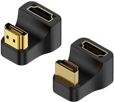 JZK 2 adattatori HDMI ad angolo a forma di U, HDMI 2.1 maschio a femmina 8K a 60 Hz, connettore 180°, presa connettore HD, adattatore hdmi a 360 gradi per HDTV, laptop, monitor del PC, proiettore (1