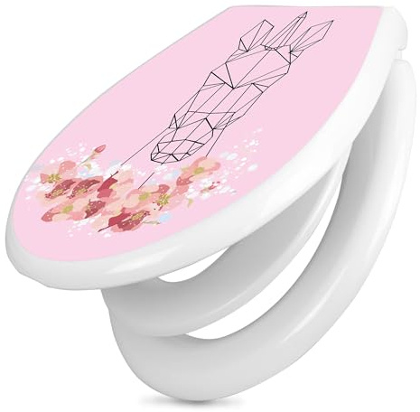 banjado Familien WC Sitz mit Absenkautomatik 44,9x37,1cm - Klobrille mit Kindersitz aus hochwertigem Polypropylen - Toilettendeckel mit Kinder Toilettensitz integriert - Motiv Einhorn Poygon