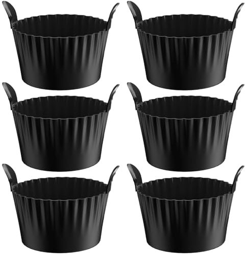 Amusingtao 6 Pcs Silicone Ramekins for Air Fryer, Reusable Silicone Muffin Trays, Heat-Resistant Air Fryer Egg Poacher Cups, Ramekins for Ai-Fryer Accessories Fried Eggs(Color:Black)