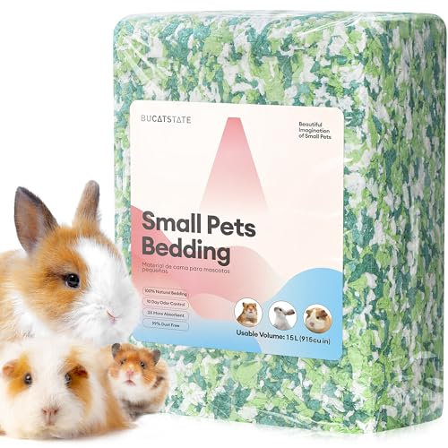 BUCATSTATE Hamster Bedding 15L, 99% Dust-Free Guinea Pig Paper Bedding Odor Control Paper Bedding, Cozy Small Animal Bedding for Rabbit Rat Syrian Dwarf Hamsters Gerbils (Mint)