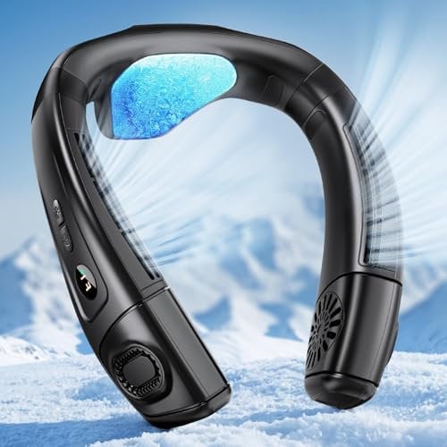 Portable Neck Air Conditioner, 2-in-1 Cooling Plate & Fan Design 6000mAh Battery 360° Adjustable Airflow for Men Women Travel Office (Black)