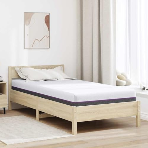 vidaXL Memory Foam Mattress 100 x 200 cm, White and Grey, 100% Polyester, Jacquard Fabric, Medium Firmness, Ideal for Indoors, Modern Style, Super Comfort Form and Relief