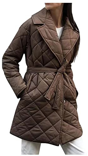 ZRYAZQ Daunenmantel Damen Lang Winter Wintermantel Damen Warm mit Gürtel Lange Daunenjacke Leicht Steppjacke Revers Mantel Winter Warme Winterjacke Puffer Jacke Winter mit Taschen Leichte Steppmantel
