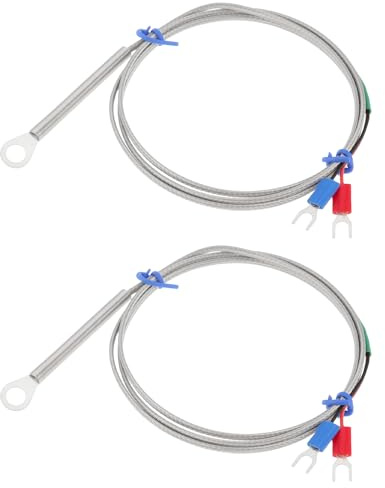 Create idea 2 Stück K-Typ Thermoelement-Temperatursensor 6 Mm Ring Hochtemperatursonde 0 Bis 600 °C Edelstahl mit 3,3 Fuß Kabel