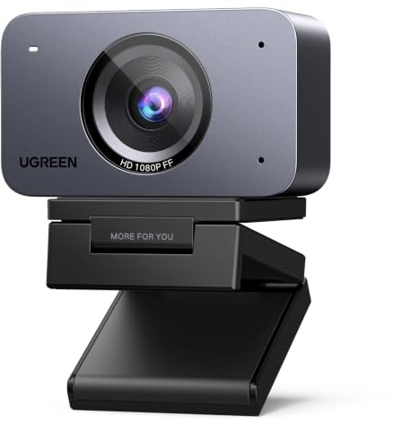 UGREEN 1080P/60fps Full HD Webcam for PC/Laptop/Mac, Smoother Visuals | Auto Light Correction, Fixed Focus, Noise Cancelling Mics, Built-in Privacy Cover, USB Web Cam for Teams, Google Meet, Zoom