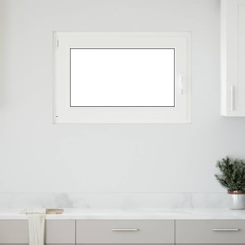 Runheo Finestra per cantina RISOR 100 x 50 cm in PVC e vetro bianco con funzione ribaltabile, protezione termica, isolamento acustico, telaio con sistema a 5 camere, ideale per cantina, facile