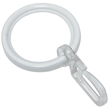 Gardinia Gardinenringe für Gardinenstangen mit 20 mm Durchmesser, Inklusive Gleiteinlage und Faltenlegehaken, 10 Stück, Serie Chicago, Breite 4 mm, Metall, Weiß, 11275