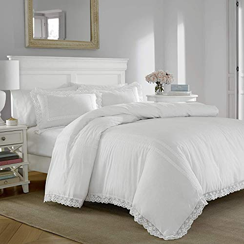 Laura Ashley Bettwäsche-Set, ultraweich und leicht, stilvolles, zartes Design, Tagesdecke mit passenden Kissenbezügen, Baumwolle, Weiß, King-Size-Bett