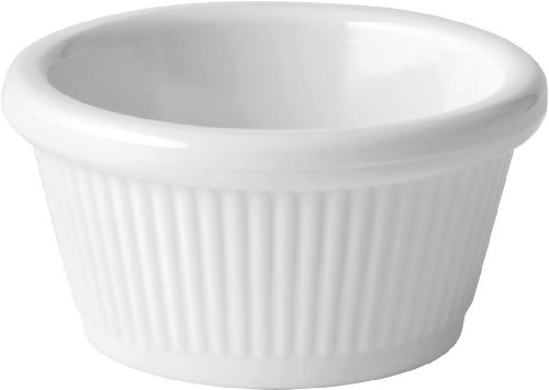 Fluted Melamine Ramekins 2oz White - Pack of 12 - Tough Plastic Sauce Pots