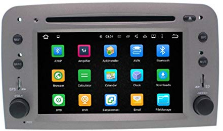 Sunshine Fly Android 10.0 Quad Core 1.6 GHz Auto Radio DVD Player para Romeo 147 GT con GPS Navegación BT USB SD FM Am Stereo WiFi Color Gris Plata