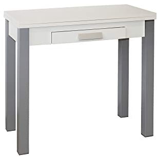 Mesa de Cocina - Modelo HENA - Material MDF/Madera - Medidas 80 x 40/80 x 76 cm (Blanco/Metal)